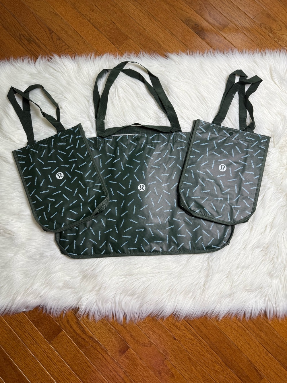 Set of 3 Lululemon Large and Small Reusable Tote Bag Trio Limited Rare Print